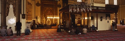 Framed Group of people praying in a mosque, Ulu Camii, Bursa, Turkey Print