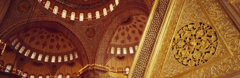 Framed Low angle view of ceiling of a mosque with ionic tiles, Blue Mosque, Istanbul, Turkey Print