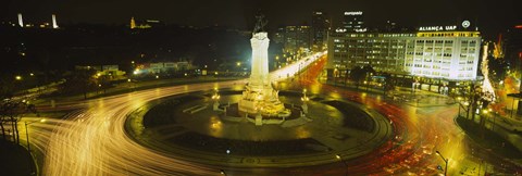 Framed High angle view of traffic moving around a statue, Marques De Pombal Square, Lisbon, Portugal Print