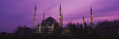 Framed Blue Mosque with Purple Sky, Istanbul, Turkey Print