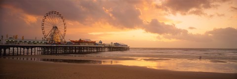 Framed Ferris wheel near a pier, Central Pier, Blackpool, Lancashire, England Print