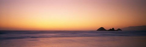 Framed Sunset over the ocean, Pacific Ocean, California, USA Print