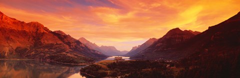 Framed Sunset Over Waterton Lakes National Park, Alberta, Canada Print