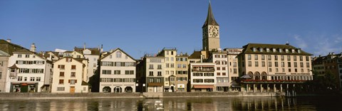 Framed Switzerland, Zurich, Buildings at the waterfront Print