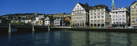 Framed Buildings at the waterfront, Limmat Quai, Zurich, Switzerland Print