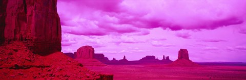 Framed Rock Formations with Purple Clouds, Monument Valley, Arizona, USA Print