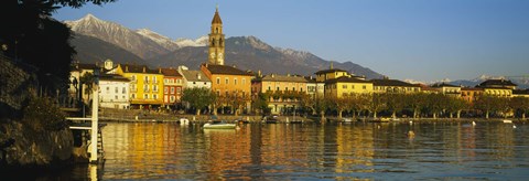 Framed Town At The Waterfront, Ascona, Ticino, Switzerland Print
