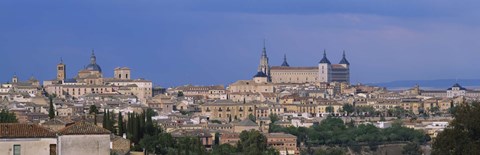 Framed Aerial view of a city, Alcazar, Toledo, Spain Print
