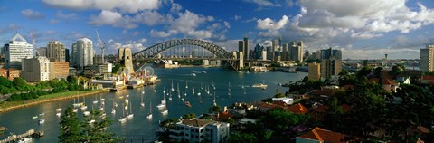 Framed Harbor And City And Bridge, Sydney, Australia Print