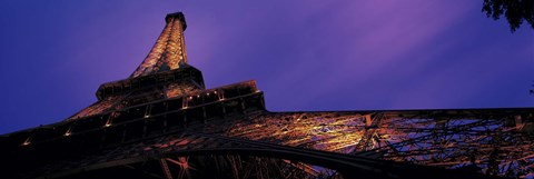 Framed Looking Up at the Eiffel Tower, Night Print