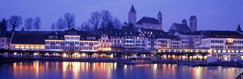 Framed Evening, Lake Zurich, Rapperswil, Switzerland Print