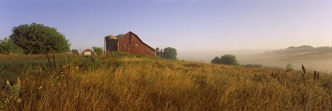 Framed Barn in a field, Iowa County, near Dodgeville, Wisconsin, USA Print