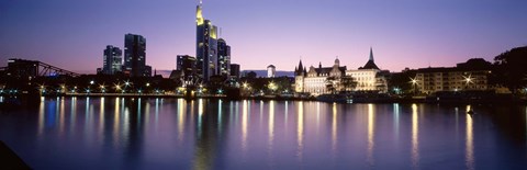 Framed Skyline In Evening, Main River, Frankfurt, Germany Print