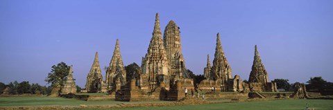 Framed Temples in a field, Wat Chaiwatthanaram, Ayutthaya Historical Park, Ayutthaya, Thailand Print
