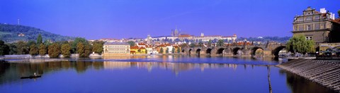 Framed Birght Purple Sky Over Charles Bridge, Prague, Czech Republic Print