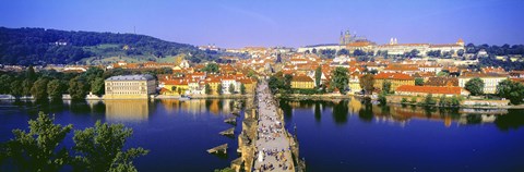 Framed Charles Bridge, Prague, Czech Republic, Blue Sky Print