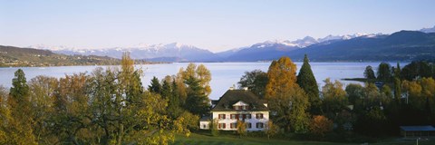 Framed Villa at the waterfront, Lake Zurich, Zurich, Switzerland Print