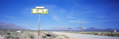 Framed Old Diner Sign, Highway 395, California, USA Print