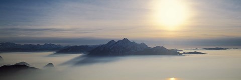 Framed Switzerland, Luzern, Pilatus Mountain, Panoramic view of mist around a mountain peak Print