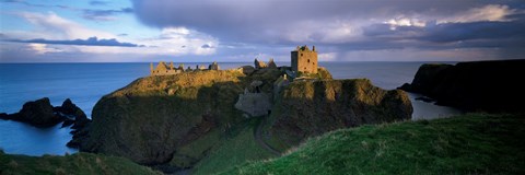Framed High angle view of a castle, Dunnottar Castle, Grampian, Stonehaven, Scotland Print