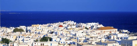 Framed Mykonos, Greece with Bright Blue Water &amp; Sky Print