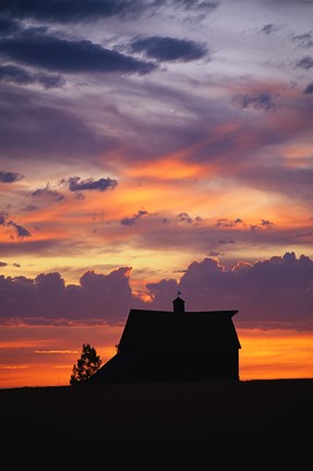 Framed Barn at Sunset Print