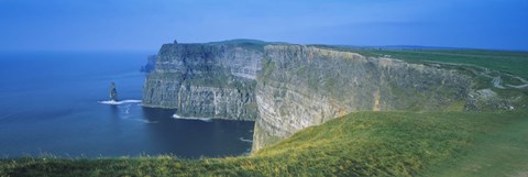 Framed Rock formations at the coast, Cliffs Of Moher, The Burren, County Clare, Republic Of Ireland Print
