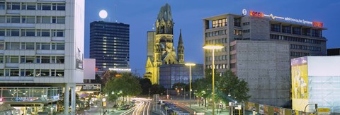 Framed Buildings Lit Up At Night, Berlin, Germany Print