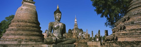 Framed Statue Of Buddha In A Temple, Wat Mahathat, Sukhothai, Thailand Print