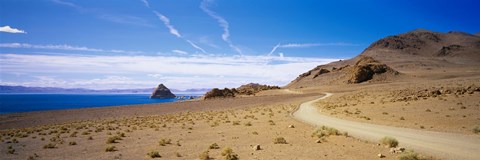 Framed Dirt road on a landscape, Pyramid Lake, Nevada, USA Print