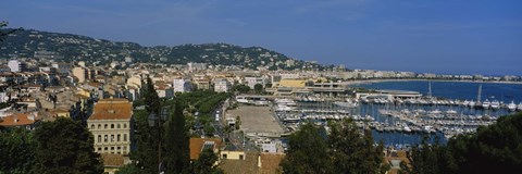 Framed Aerial View Of Boats Docked At A Harbor, Nice, France Print