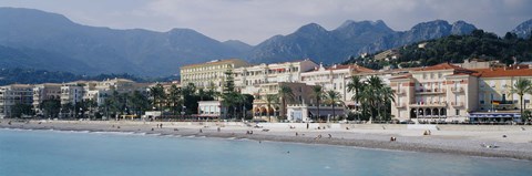 Framed Hotels On The Beach, Menton, France Print