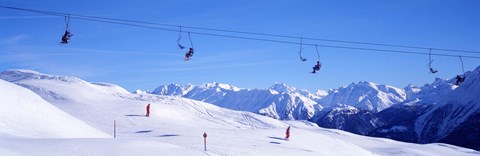 Framed Ski Lift in Mountains Switzerland Print
