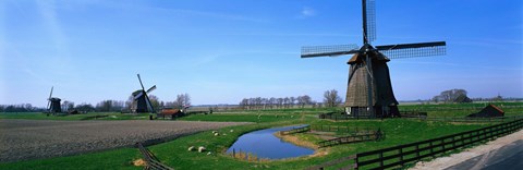 Framed Windmills near Alkmaar Holland (Netherlands) Print