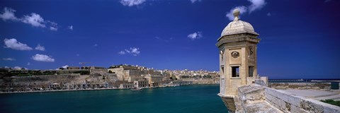 Framed Harbor at Valletta Malta Print