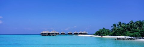 Framed Beach Cabanas, Baros, Maldives Print