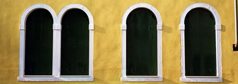 Framed Windows in Yellow Wall Venice Italy Print