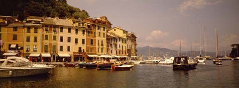 Framed Boats in a canal, Portofino, Italy Print