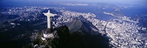 Framed View of Christ the Redeemer and Rio De Janeiro, Brazil Print