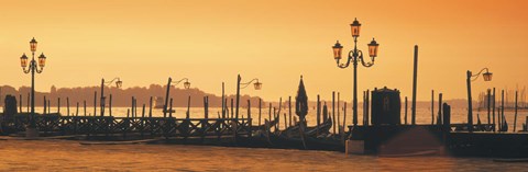 Framed Venice, Italy Pier with Orange Sky Print