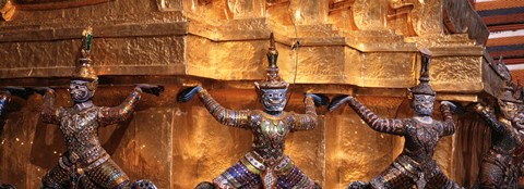 Framed Close-up of statues in a temple, Grand palace, Bangkok, Thailand Print