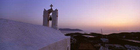 Framed Bell tower on a building, Ios, Cyclades Islands, Greece Print