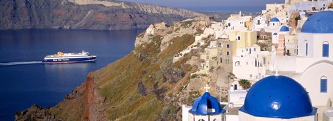 Framed Buildings in a valley, Santorini, Cyclades Islands, Greece Print