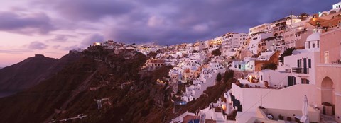 Framed Town at dusk, Santorini, Greece Print