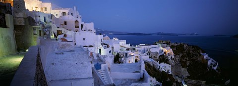 Framed Terrace of the buildings, Santorini, Cyclades Islands, Greece Print