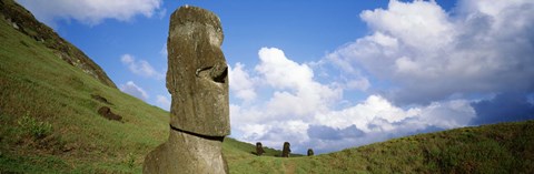 Framed Stone Heads with Clouds, Easter Islands, Chile Print