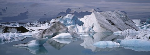 Framed Glacier Floating On Water, Vatnajokull Glacier, Iceland Print