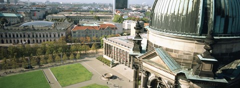 Framed High angle view of a formal garden in front of a church, Berlin Dome, Altes Museum, Berlin, Germany Print