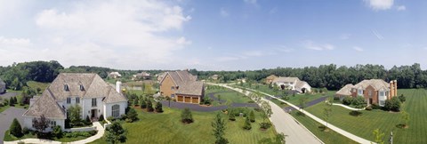 Framed High angle view of houses on a field Print