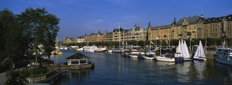 Framed Boats In A River, Stockholm, Sweden Print